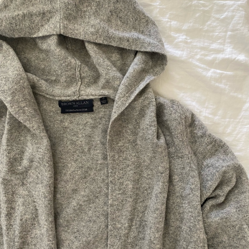 Wool Long Cardigan with Hood